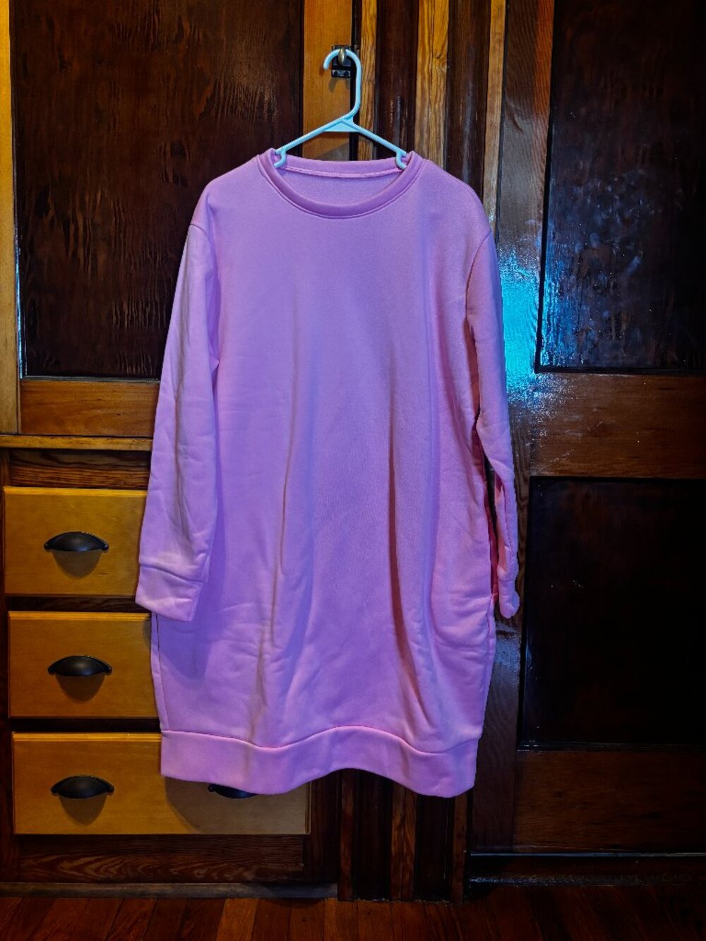 Unbranded Bubblegum Pink Long Sleeve Round Neck Sweatshirt Dress w/ Pockets 2XL